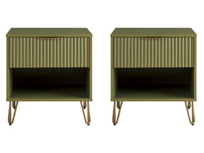 DUMBO 1.0 Nightstand in Olive Green (set of 2) - Ornate Home