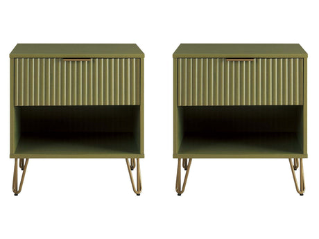 DUMBO 1.0 Nightstand in Olive Green (set of 2) - Ornate Home