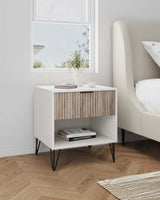 DUMBO 1.0 Nightstand in White and Rustic Grey - Ornate Home