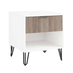 DUMBO 1.0 Nightstand in White and Rustic Grey - Ornate Home