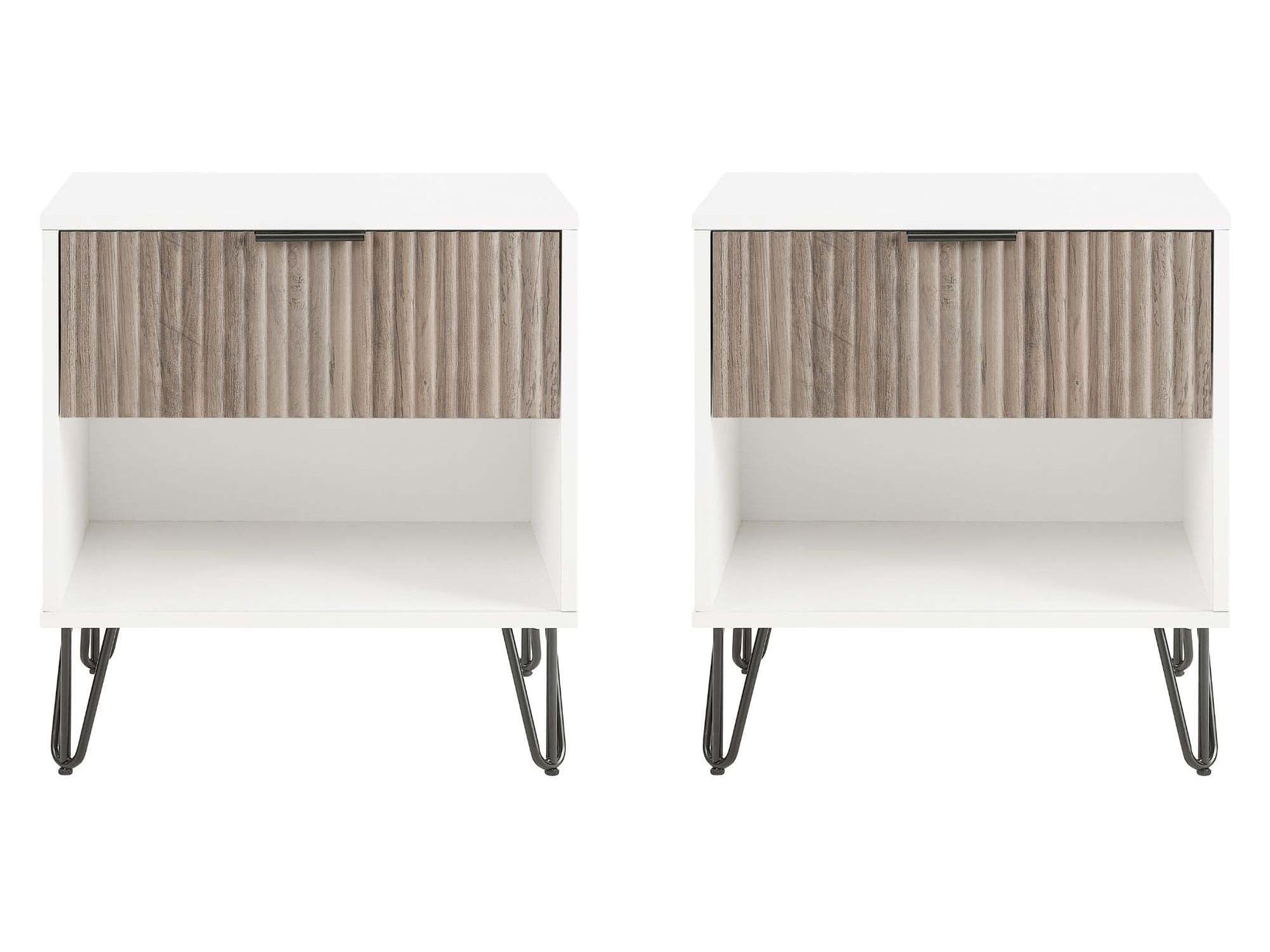 DUMBO 1.0 Nightstand in White and Rustic Grey (set of 2) - Ornate Home