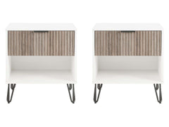 DUMBO 1.0 Nightstand in White and Rustic Grey (set of 2) - Ornate Home