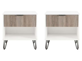 DUMBO 1.0 Nightstand in White and Rustic Grey (set of 2) - Ornate Home