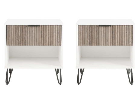 DUMBO 1.0 Nightstand in White and Rustic Grey (set of 2) - Ornate Home