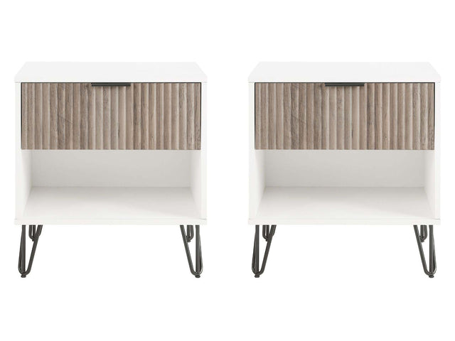DUMBO 1.0 Nightstand in White and Rustic Grey (set of 2) - Ornate Home