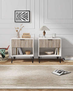 DUMBO 1.0 Nightstand in White and Rustic Grey (set of 2) - Ornate Home