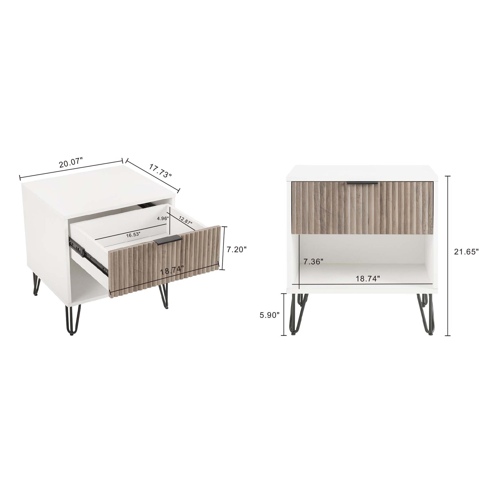 DUMBO 1.0 Nightstand in White and Rustic Grey (set of 2) - Ornate Home