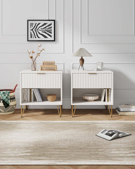 DUMBO 1.0 Nightstand in White (set of 2) - Ornate Home