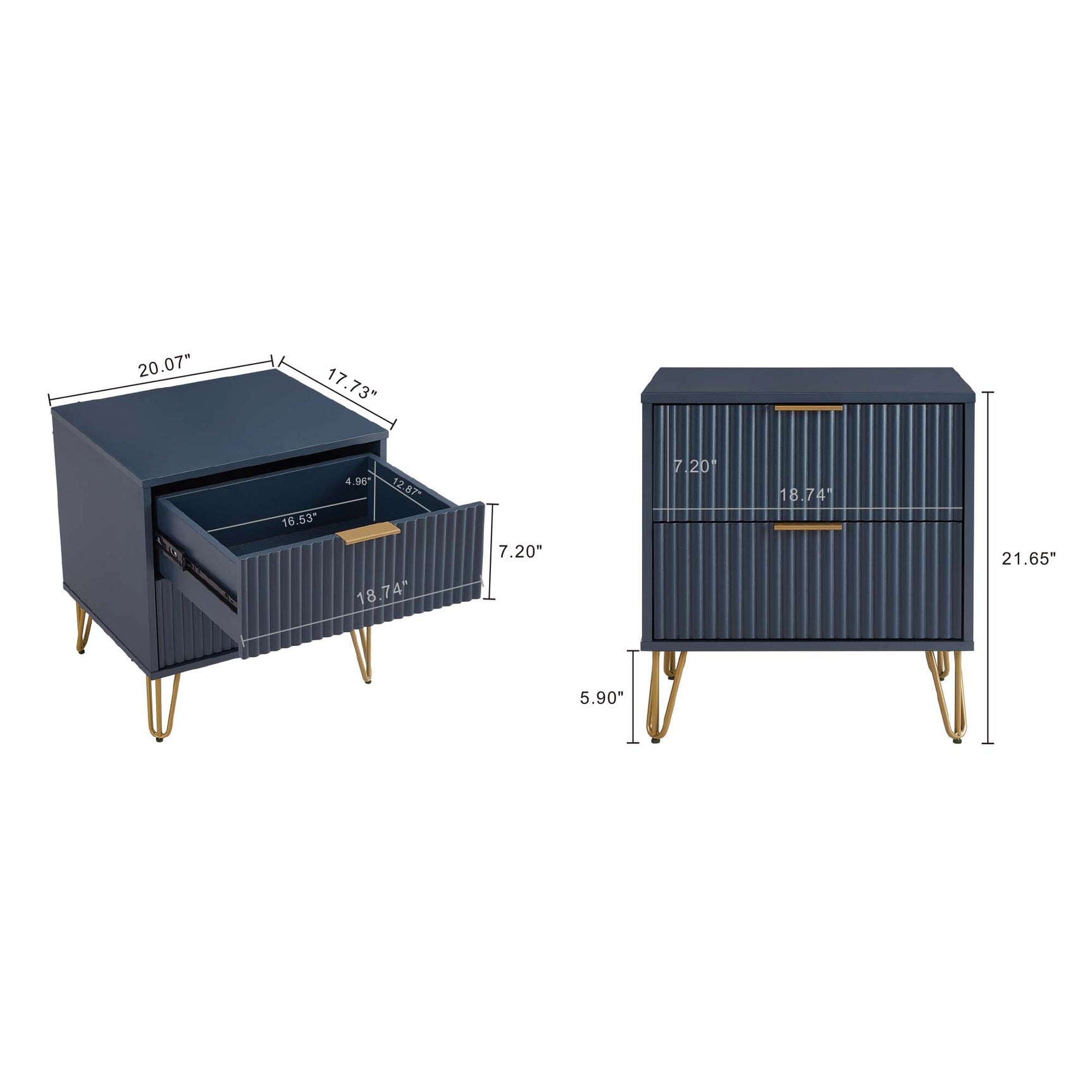 DUMBO 2.0 Nightstand in Midnight Blue (set of 2) - Ornate Home