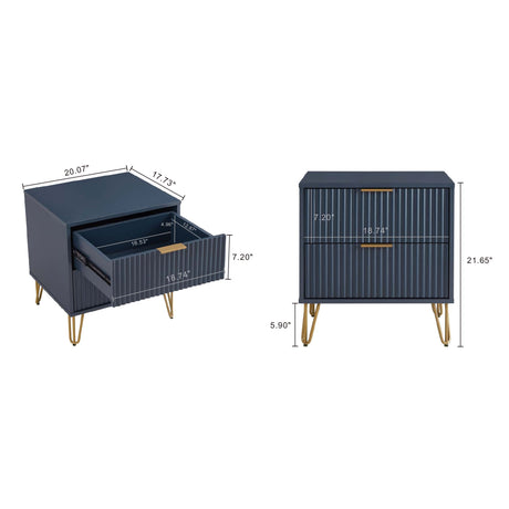 DUMBO 2.0 Nightstand in Midnight Blue (set of 2) - Ornate Home