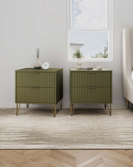 DUMBO 2.0 Nightstand in Olive Green (set of 2) - Ornate Home
