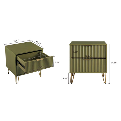 DUMBO 2.0 Nightstand in Olive Green (set of 2) - Ornate Home