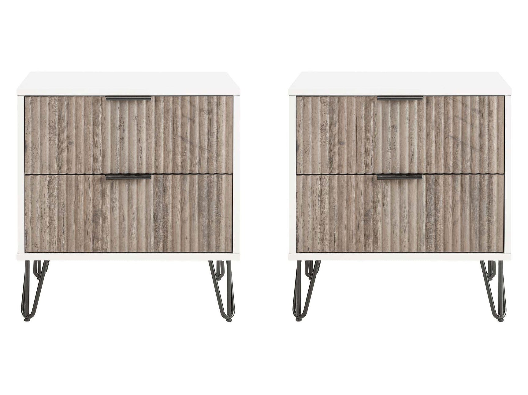 DUMBO 2.0 Nightstand in White and Rustic Grey (set of 2) - Ornate Home