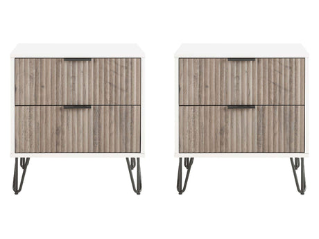 DUMBO 2.0 Nightstand in White and Rustic Grey (set of 2) - Ornate Home