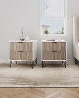 DUMBO 2.0 Nightstand in White and Rustic Grey (set of 2) - Ornate Home