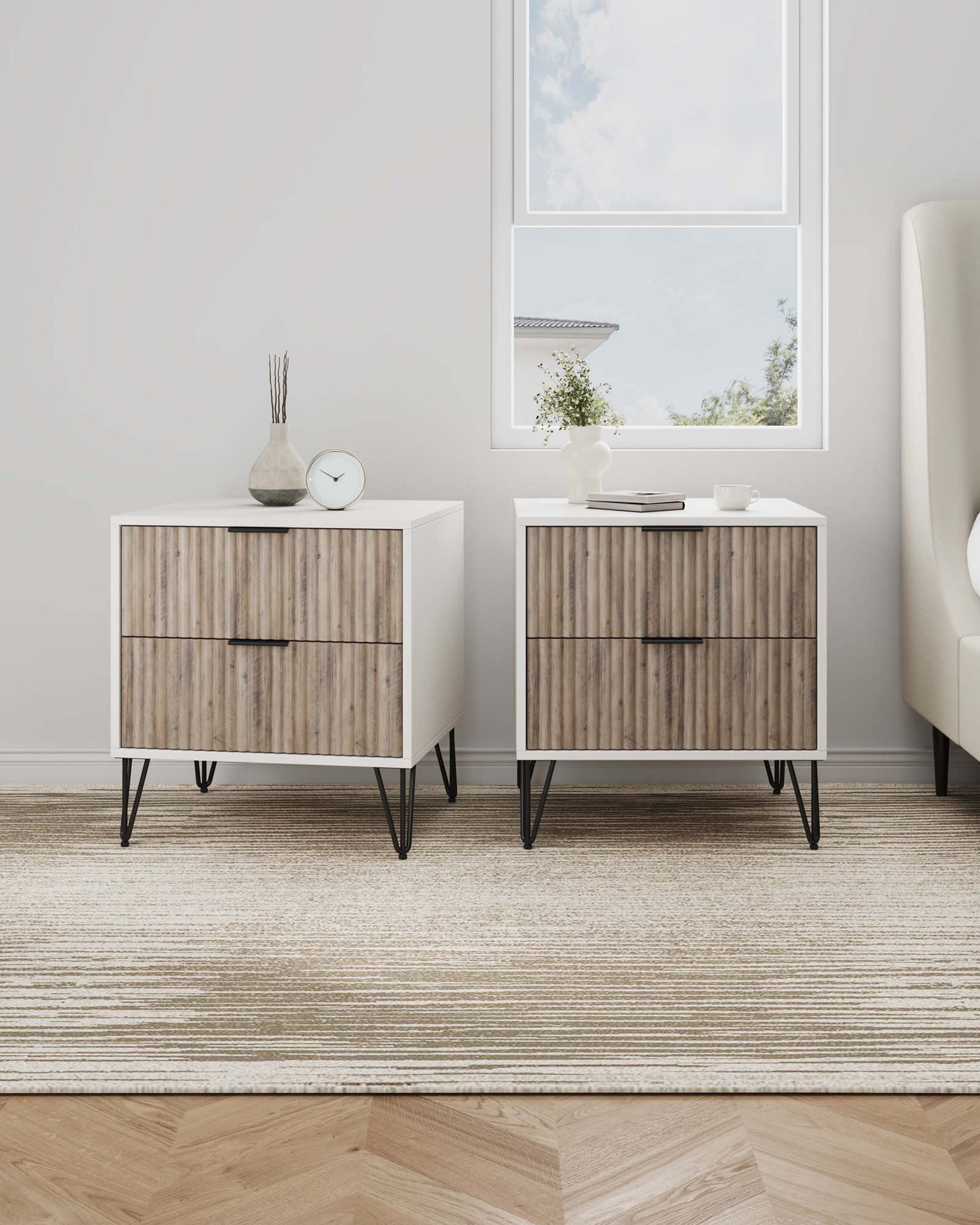 DUMBO 2.0 Nightstand in White and Rustic Grey (set of 2) - Ornate Home