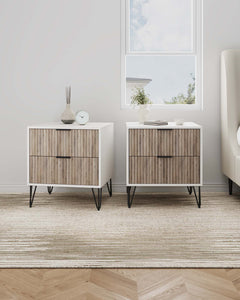 DUMBO 2.0 Nightstand in White and Rustic Grey (set of 2) - Ornate Home