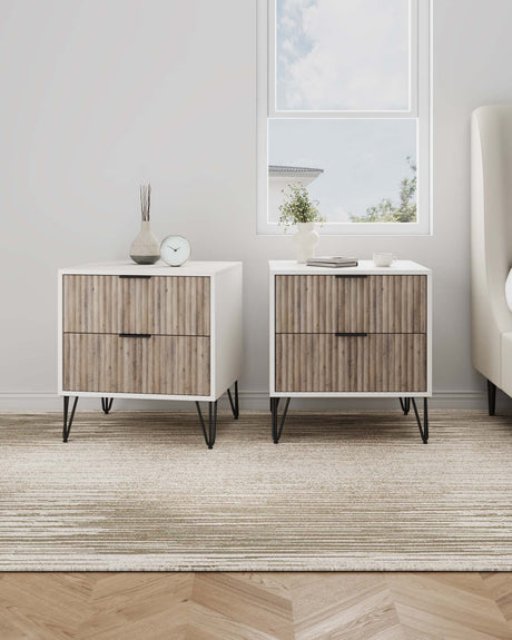 DUMBO 2.0 Nightstand in White and Rustic Grey (set of 2) - Ornate Home