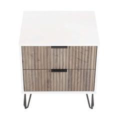 DUMBO 2.0 Nightstand in White and Rustic Grey (set of 2) - Ornate Home