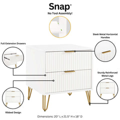 DUMBO 2.0 Nightstand in White (set of 2) - Ornate Home