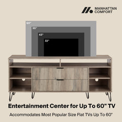 DUMBO 63" TV Stand in Rustic Grey - Ornate Home