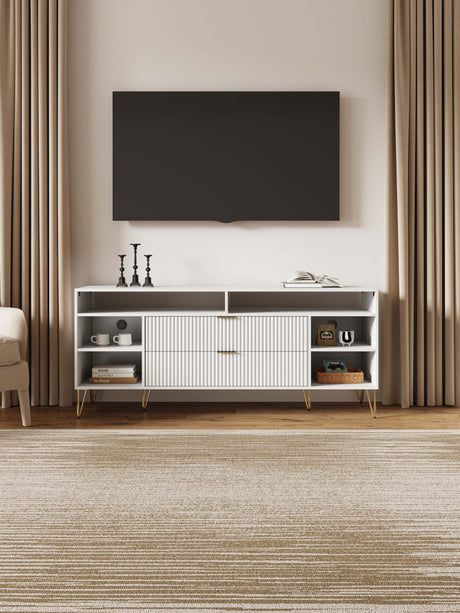 DUMBO 63" TV Stand in White - Ornate Home