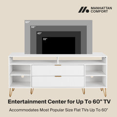 DUMBO 63" TV Stand in White - Ornate Home