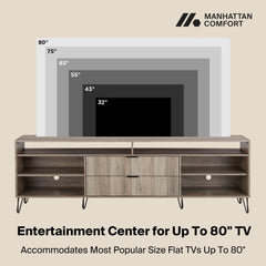 DUMBO 85" TV Stand in Golden Brown - Ornate Home