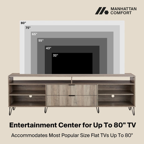 DUMBO 85" TV Stand in Golden Brown - Ornate Home
