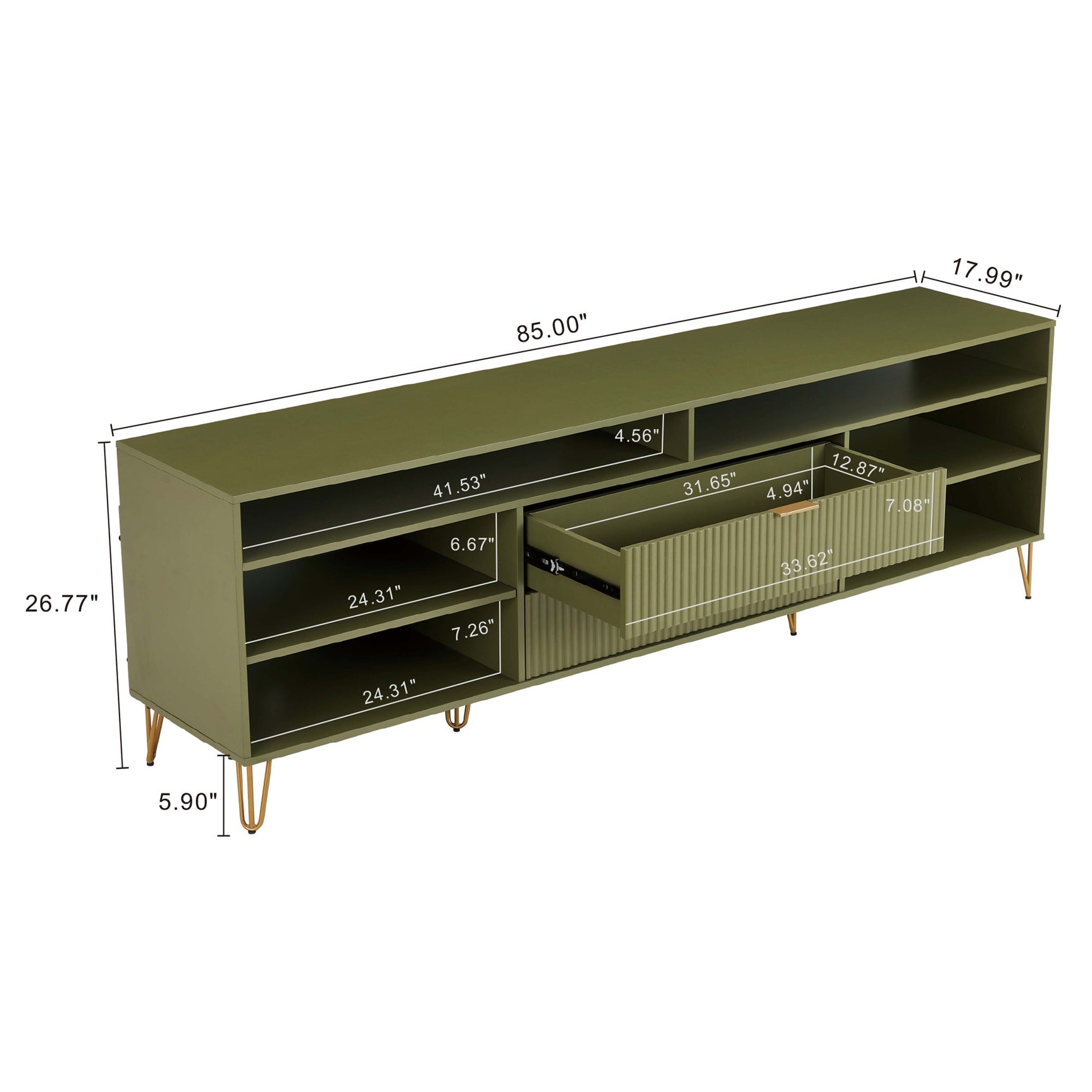 DUMBO 85" TV Stand in Olive Green - Ornate Home