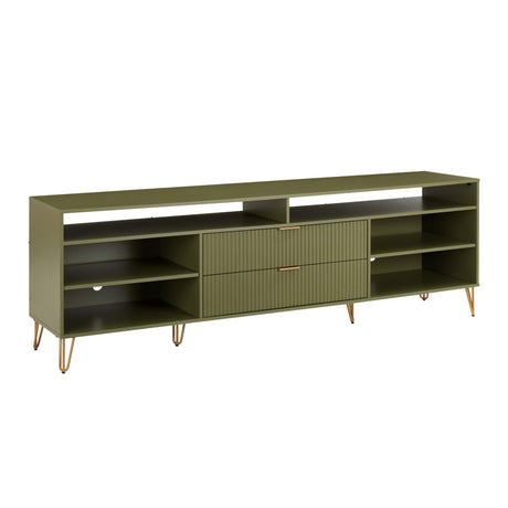 DUMBO 85" TV Stand in Olive Green - Ornate Home