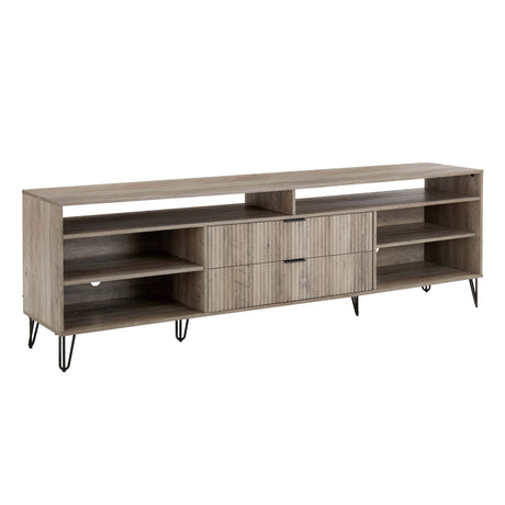 DUMBO 85" TV Stand in Rustic Grey - Ornate Home