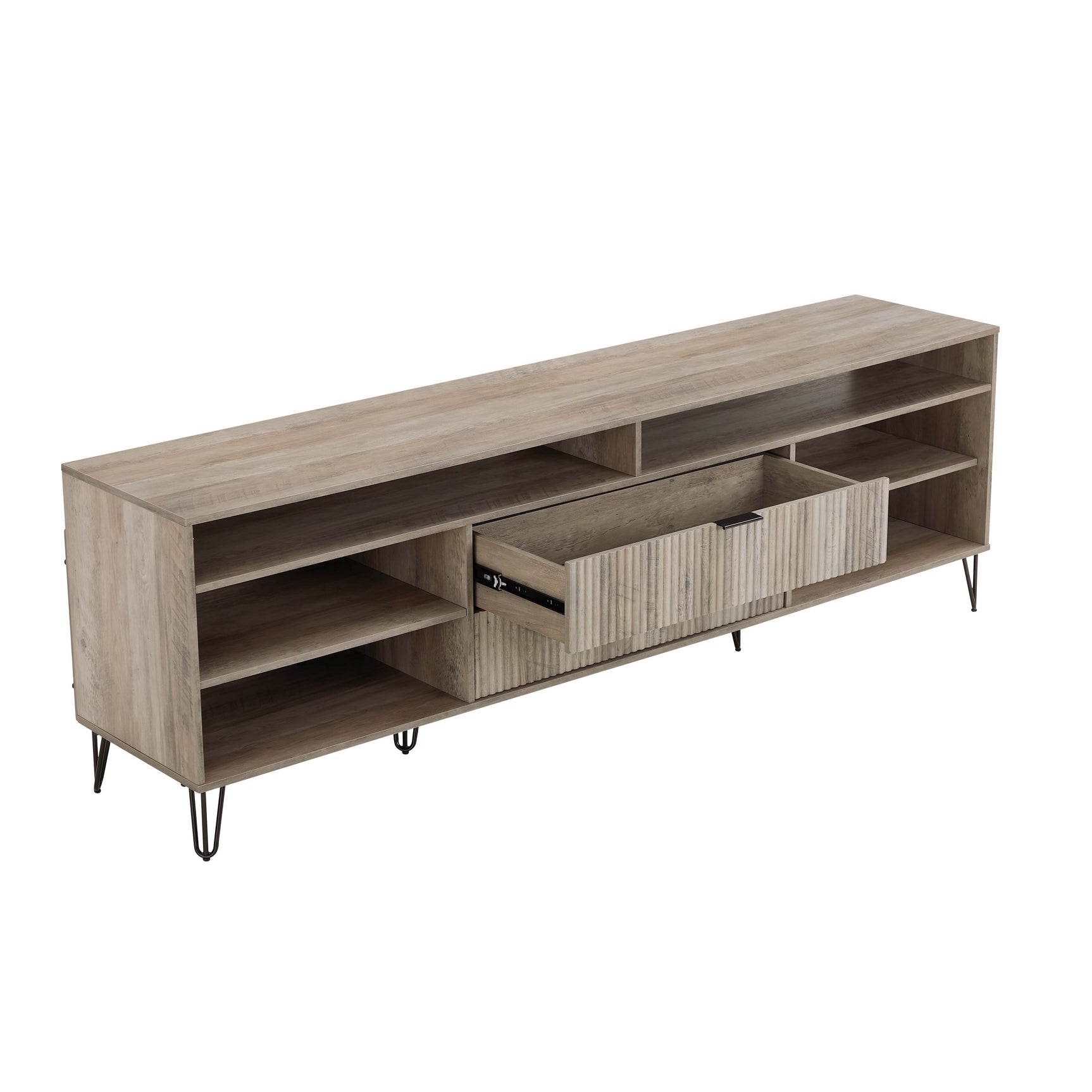 DUMBO 85" TV Stand in Rustic Grey - Ornate Home