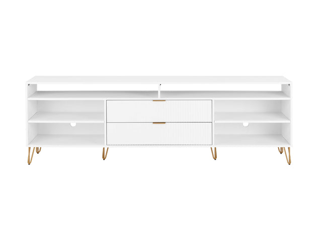 DUMBO 85" TV Stand in White - Ornate Home