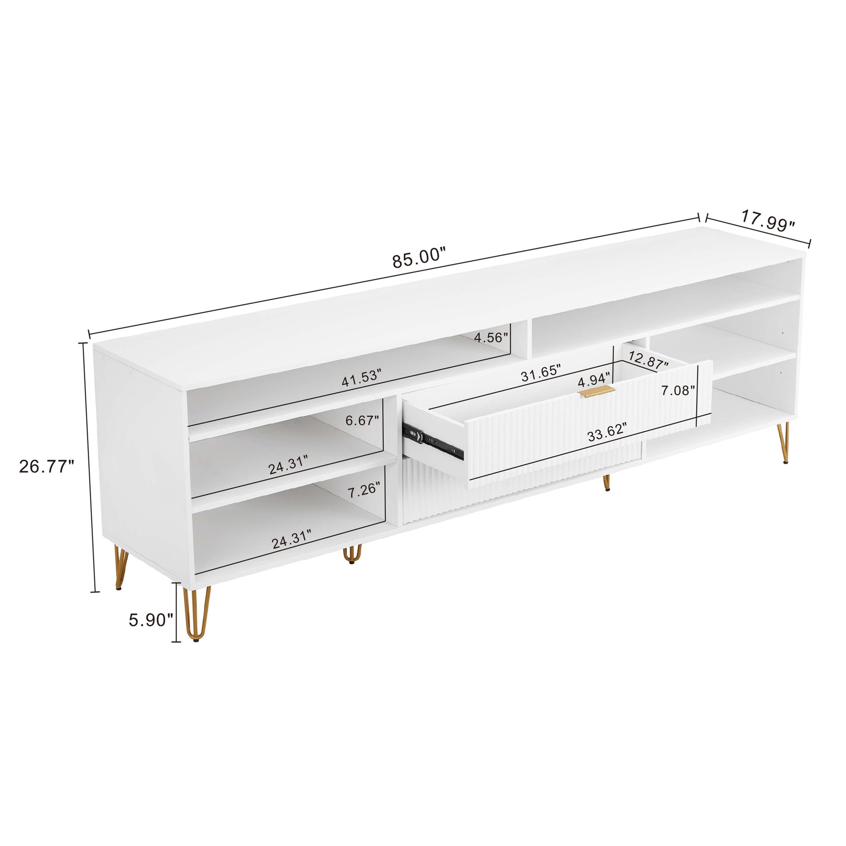 DUMBO 85" TV Stand in White - Ornate Home