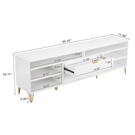 DUMBO 85" TV Stand in White - Ornate Home