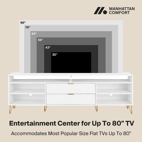 DUMBO 85" TV Stand in White - Ornate Home