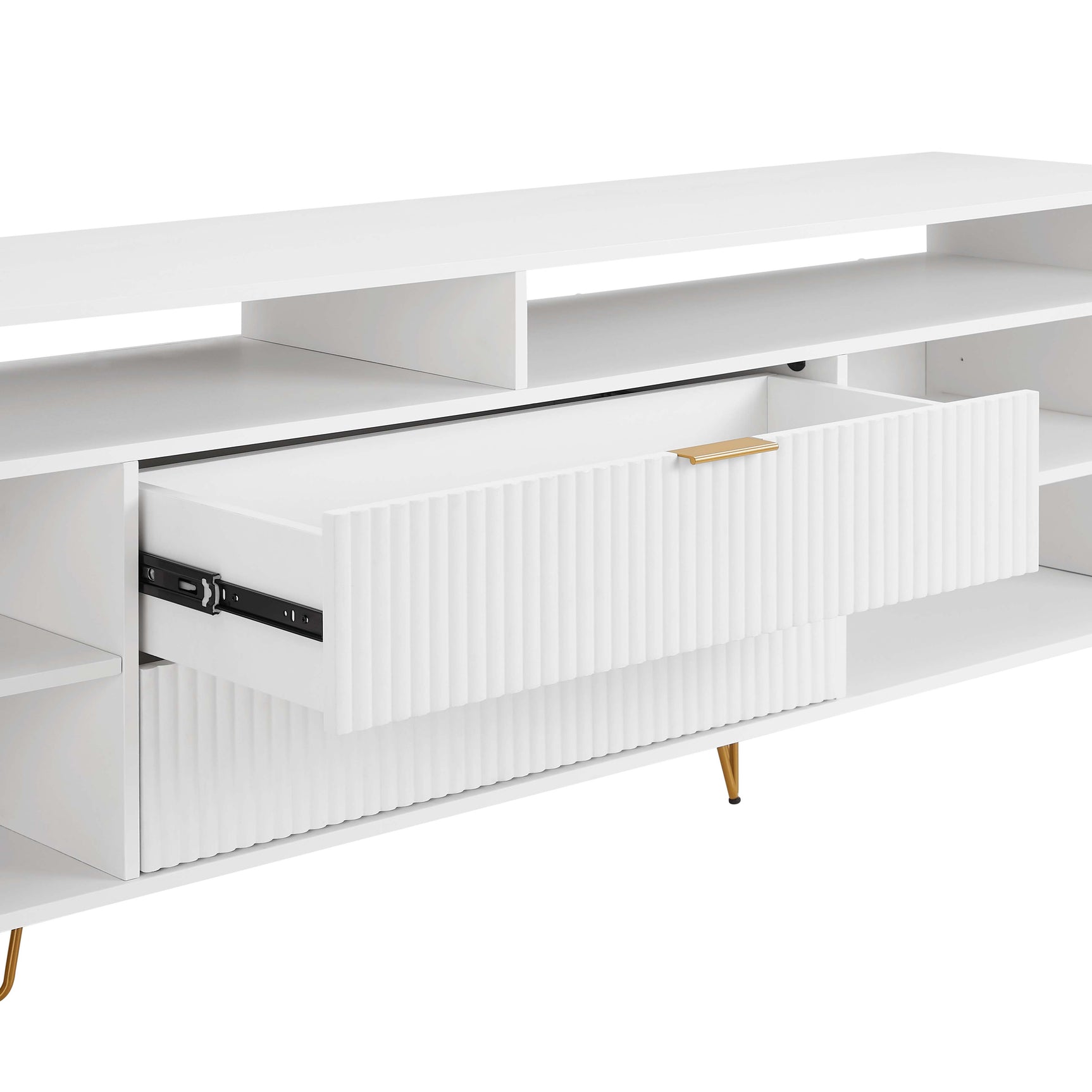 DUMBO 85" TV Stand in White - Ornate Home