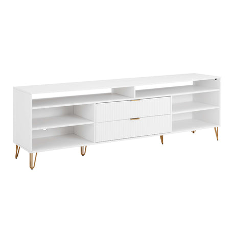 DUMBO 85" TV Stand in White - Ornate Home