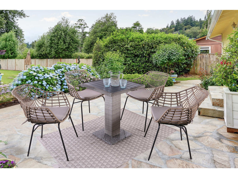 Morro Bay Natural & Gray Outdoor Dining Set / 5pc - Ornate Home