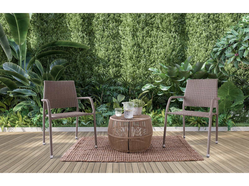 Aubrie Natural & Beige Outdoor Conversation Set / 3pc - Ornate Home