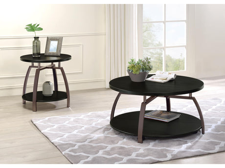 Dacre Dark Charcoal 2-piece Round Coffee and End Table Set - Ornate Home
