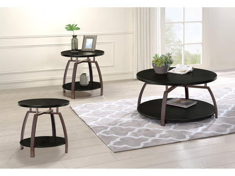 Dacre Dark Charcoal 3-piece Round Coffee and End Table Set - Ornate Home