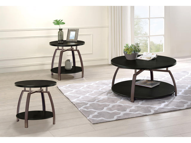 Dacre Dark Charcoal 3-piece Round Coffee and End Table Set - Ornate Home