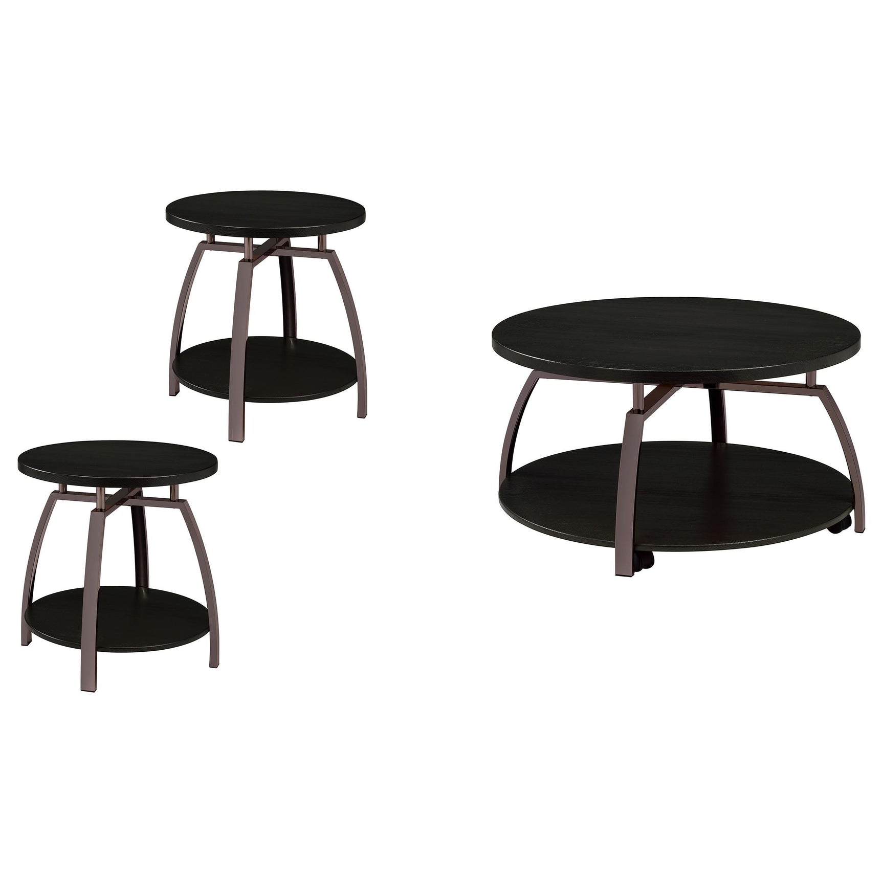 Dacre Dark Charcoal 3-piece Round Coffee and End Table Set - Ornate Home
