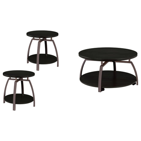 Dacre Dark Charcoal 3-piece Round Coffee and End Table Set - Ornate Home