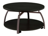 Dacre Dark Charcoal Round Engineered Wood Top Coffee Table - Ornate Home