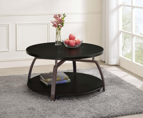 Dacre Dark Charcoal Round Engineered Wood Top Coffee Table - Ornate Home