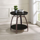 Dacre Dark Charcoal Round Engineered Wood Top Side End Table - Ornate Home