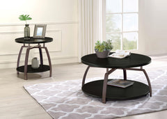 Dacre Dark Charcoal Round Engineered Wood Top Side End Table - Ornate Home